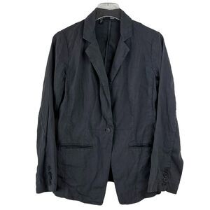Eileen Fisher Linen Blazer Jacket Graphite Notch Collar‎ Shaped Womens 6